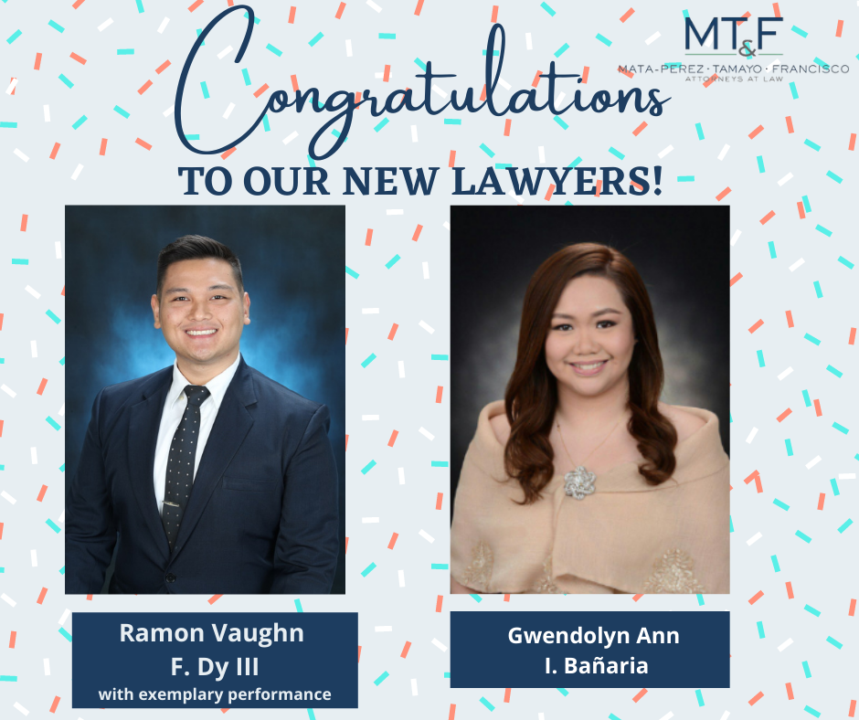 Congratulations to our New MTF Lawyers! - MTF Counsel | Mata-Perez ...